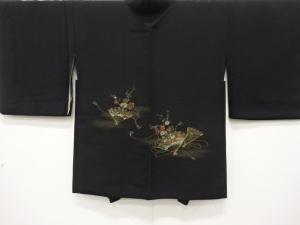 漆　扇に菊・梅模様織り出し　絵羽織